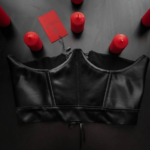 Black Belt Corset - saten bel korse