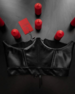 Black Belt Corset - saten bel korse