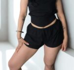 Rosa Keten Bağcıklı Şort - Kadın Düşük bel kısa keten şort