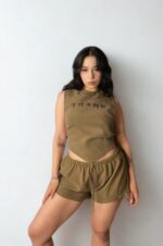 Keten Rosa Takım - Keten Şort Bluz Alt Üst Takım – İkili takım