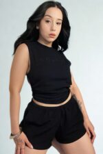 Keten Rosa Takım - Keten Şort Bluz Alt Üst Takım – İkili takım - Görsel 3