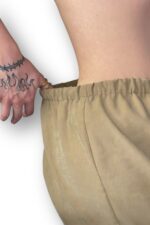 Rosa Keten Bağcıklı Şort - Kadın Düşük bel kısa keten şort - Görsel 5