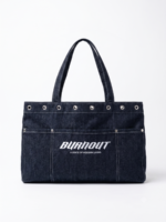 Pamuk denim tote bag nakışlı kadın omuz çantası