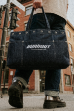 Burnout White - %100 Pamuk Denim Tote Bag Nakışlı Omuz Çantası - Bez çanta - Görsel 2